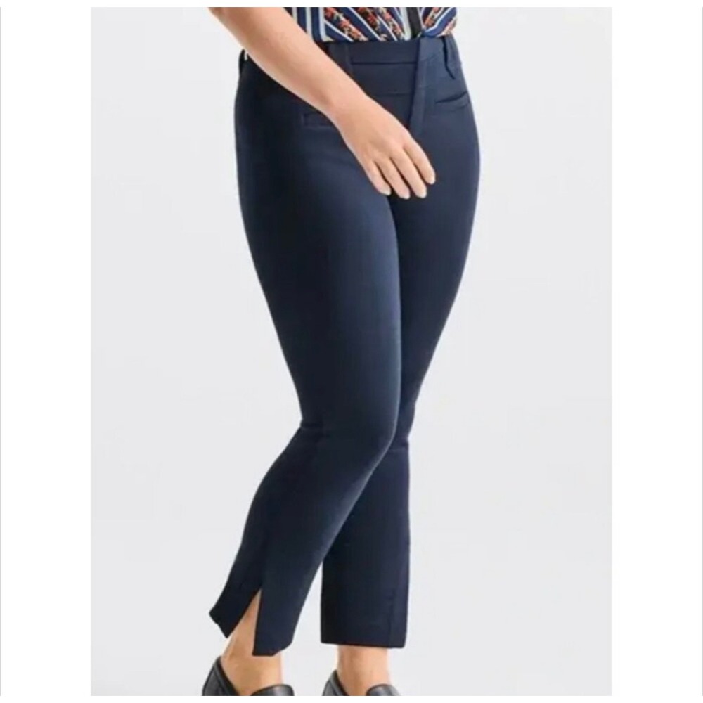 Cabi Barrister Trousers Navy Blue Ponte Knit Ankle Slit Pants 6265 Womens Size 4